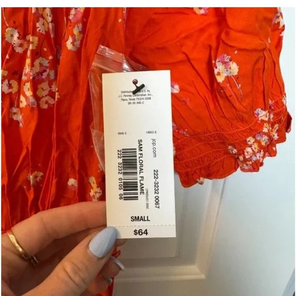 a.n.a Orange Floral Jumper Size Medium - Picture 4 of 8